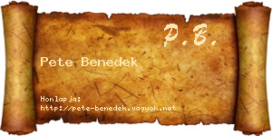 Pete Benedek névjegykártya