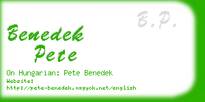 benedek pete business card